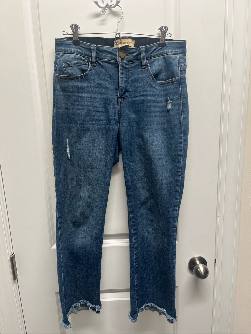 Democracy "Ab"solution Distressed Fray Hem Crop Jeans Size 6